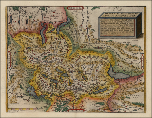 58-Switzerland Map By Abraham Ortelius