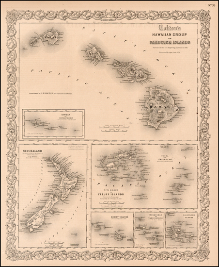 30-Hawaii and Hawaii Map By Joseph Hutchins Colton