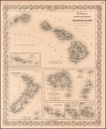 38-Hawaii and Hawaii Map By Joseph Hutchins Colton