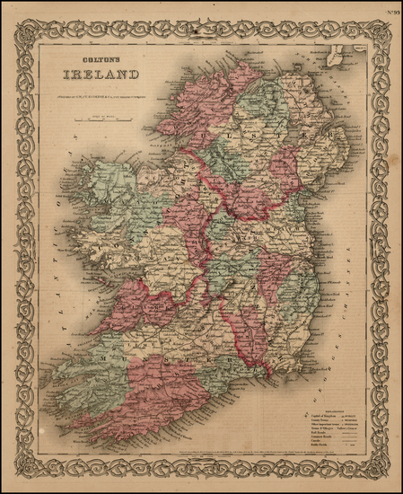 75-Ireland Map By Joseph Hutchins Colton