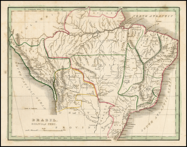 12-South America and Brazil Map By Thomas Gamaliel Bradford