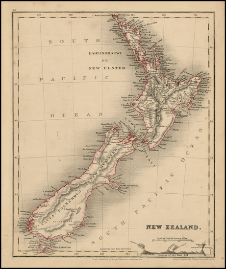 74-New Zealand Map By John Dower