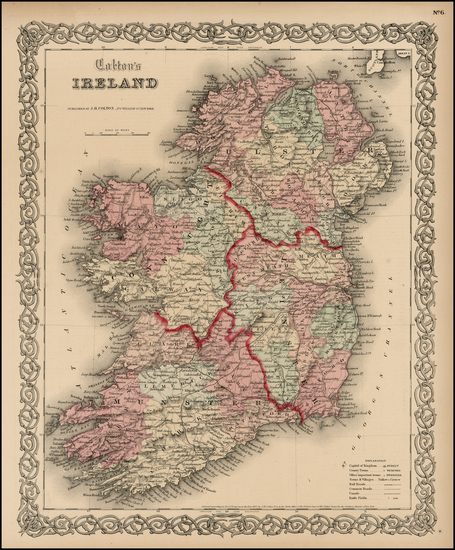 15-Ireland Map By Joseph Hutchins Colton