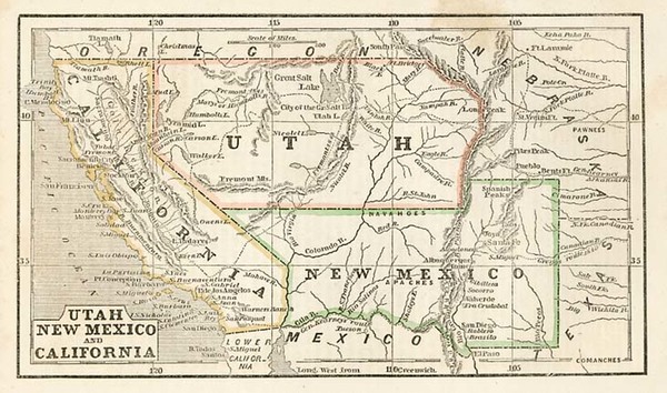 3-Plains, Southwest, Rocky Mountains and California Map By Fanning