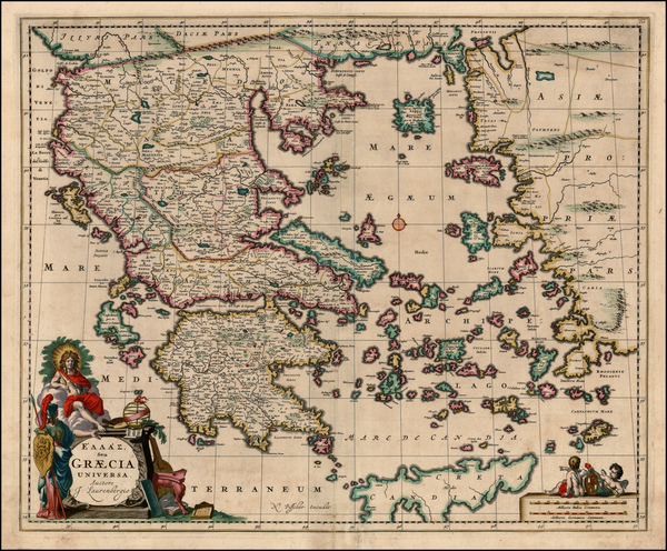 2-Mediterranean, Balearic Islands and Greece Map By Nicolaes Visscher I