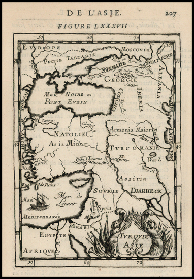 68-Turkey, Holy Land and Turkey & Asia Minor Map By Alain Manesson Mallet