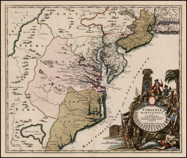 96-Mid-Atlantic and Southeast Map By Johann Baptist Homann