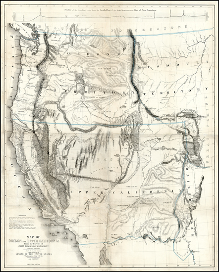 55-Southwest, Rocky Mountains and California Map By John Charles Fremont / Charles Preuss