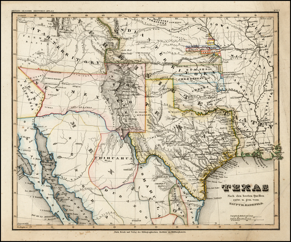 87-Texas, Plains, Southwest and Rocky Mountains Map By Joseph Meyer / Carl Radefeld