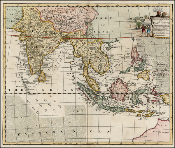 74-India, Southeast Asia, Philippines and Australia Map By Emanuel Bowen