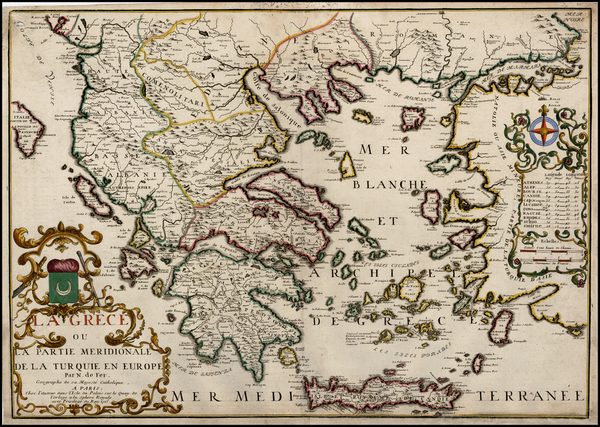 93-Balkans, Turkey, Turkey & Asia Minor, Balearic Islands and Greece Map By Nicolas de Fer