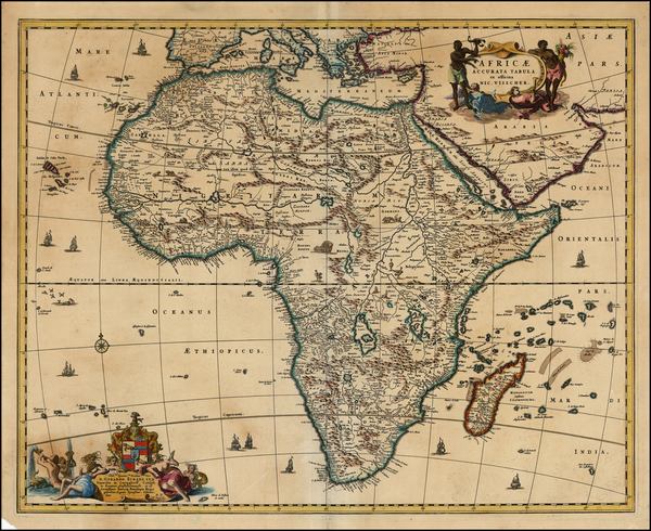 36-Africa and Africa Map By Nicolaes Visscher I