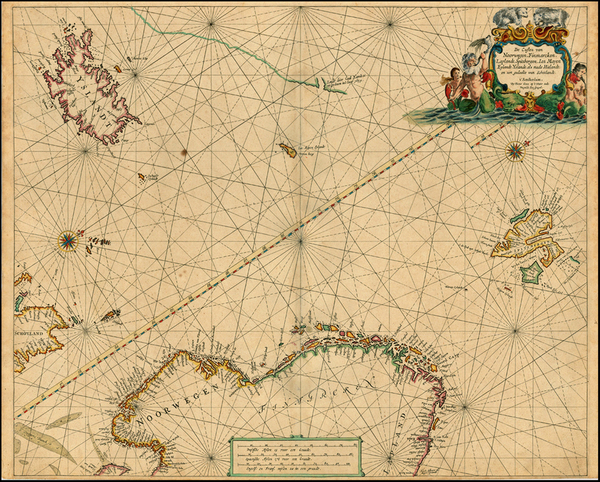 4-Polar Maps, Scandinavia and Iceland Map By Pieter Goos