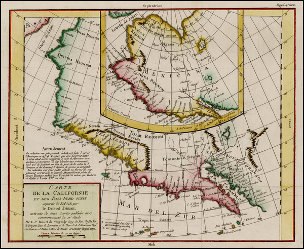 25-North America and California Map By Denis Diderot / Didier Robert de Vaugondy