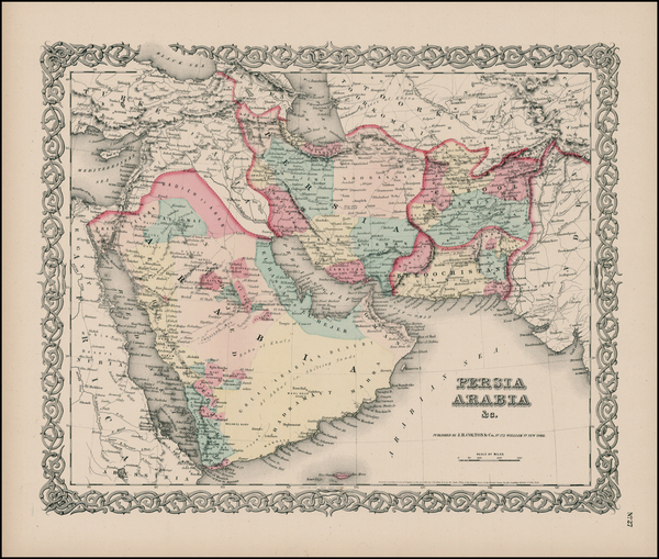 7-Central Asia & Caucasus and Middle East Map By Joseph Hutchins Colton