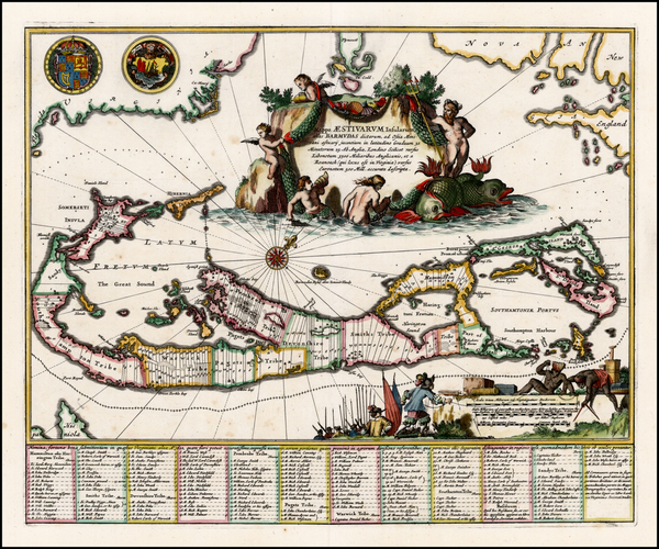 70-Atlantic Ocean and Caribbean Map By John Ogilby