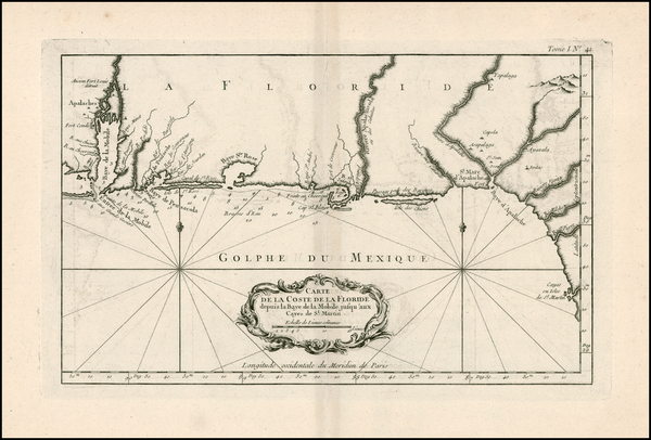 68-South Map By Jacques Nicolas Bellin