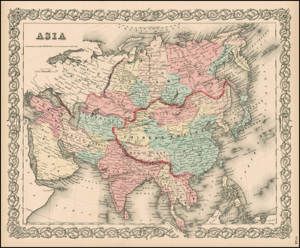 74-Asia and Asia Map By Joseph Hutchins Colton