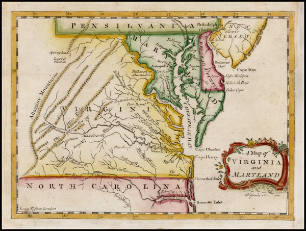 74-Mid-Atlantic and Southeast Map By Thomas Jefferys