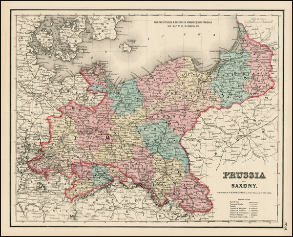 84-Poland, Baltic Countries and Germany Map By Joseph Hutchins Colton