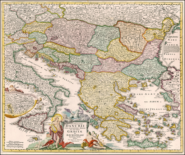 96-Balkans, Balearic Islands and Greece Map By Johann Baptist Homann