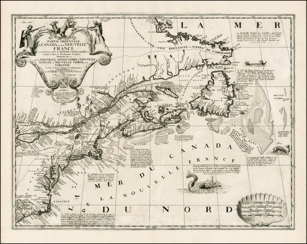 39-New England, Mid-Atlantic, Southeast and Canada Map By Vincenzo Maria Coronelli / Jean-Baptiste