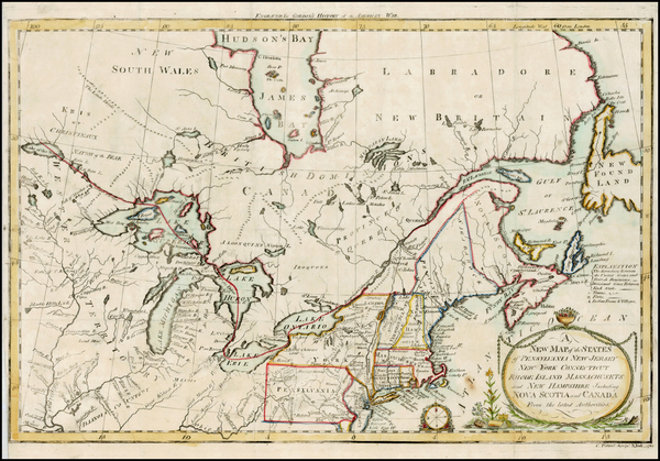 81-United States, New England, Midwest and Canada Map By Cornelius Tiebout