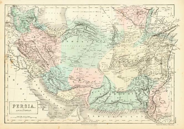 47-Asia, Central Asia & Caucasus and Middle East Map By Adam & Charles Black
