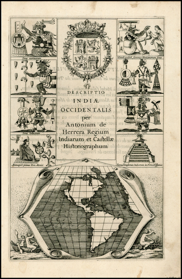 41-North America, South America, Title Pages, California and America Map By Antonio de Herrera y T