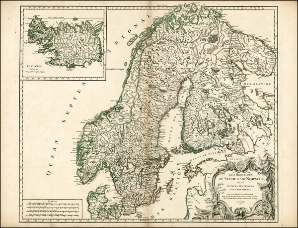 85-Scandinavia and Iceland Map By Gilles Robert de Vaugondy