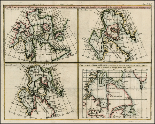 88-Polar Maps and Canada Map By Denis Diderot / Didier Robert de Vaugondy