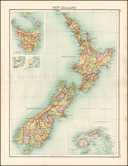 62-New Zealand Map By John Bartholomew