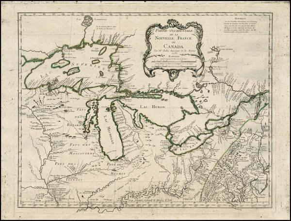 72-Midwest and Canada Map By Jacques Nicolas Bellin