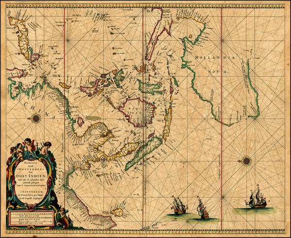 23-China, Japan, Southeast Asia and Australia Map By Pieter Goos