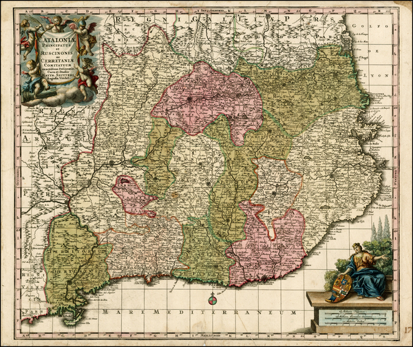 73-Spain Map By Matthaus Seutter