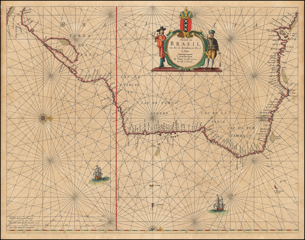 32-Brazil Map By Caspar  Lootsman / Anthonie (Theunis)   Jacobsz