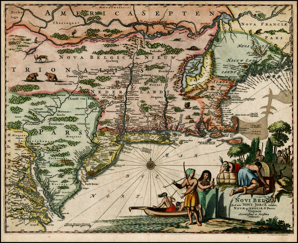 25-New England and Mid-Atlantic Map By John Ogilby / Arnoldus Montanus