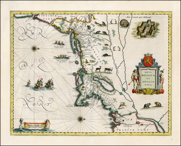 78-New England and Mid-Atlantic Map By Willem Janszoon Blaeu