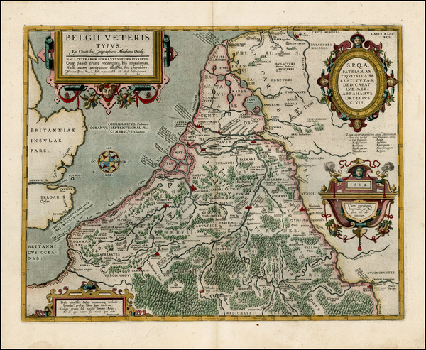 96-Netherlands Map By Abraham Ortelius