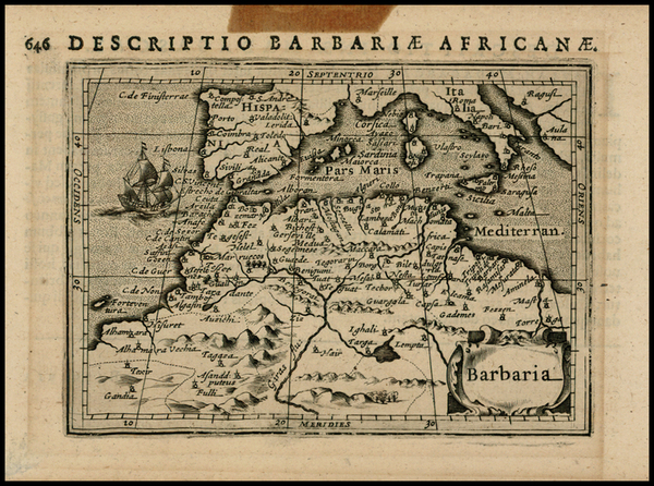 96-Mediterranean and North Africa Map By Pieter Bertius