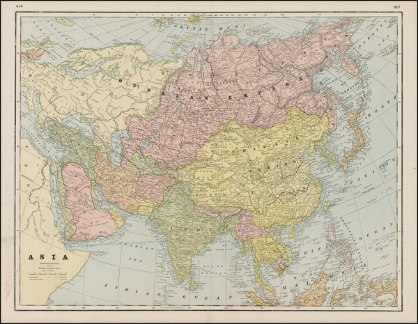 93-Asia and Asia Map By George F. Cram