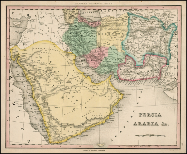 68-Central Asia & Caucasus and Middle East Map By Henry Schenk Tanner