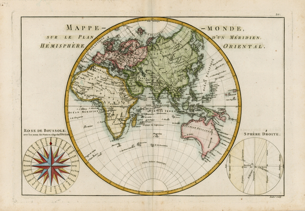 89-World, World, Eastern Hemisphere and Curiosities Map By Rigobert Bonne