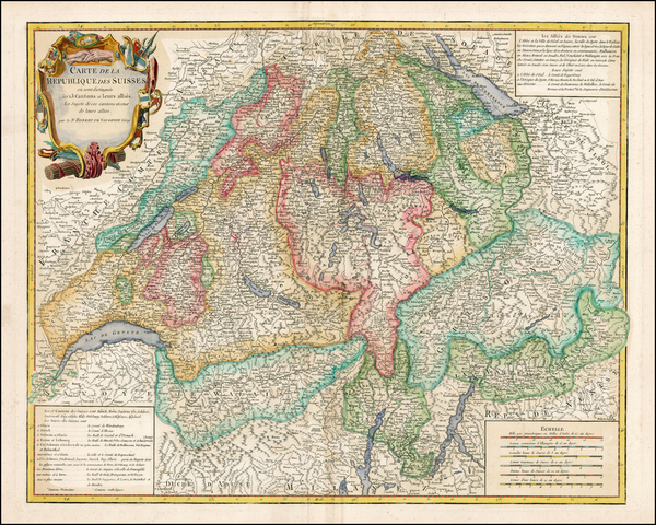 50-Switzerland Map By Gilles Robert de Vaugondy