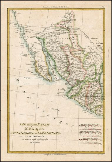 85-Texas, Southwest, Mexico and Baja California Map By Rigobert Bonne