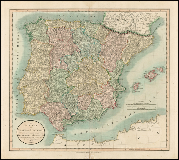 91-Spain and Portugal Map By John Cary