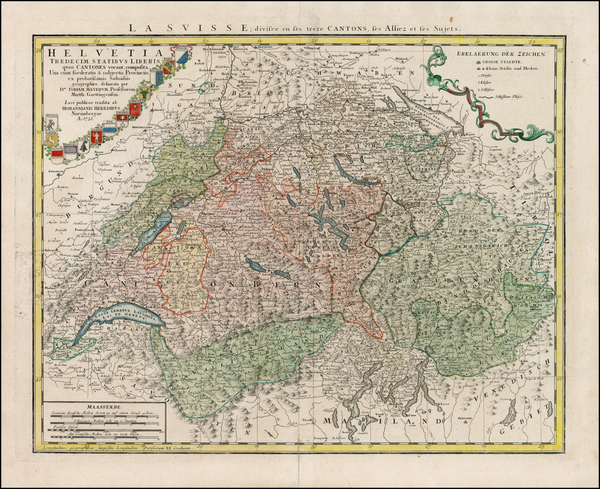 41-Switzerland Map By Johann Baptist Homann