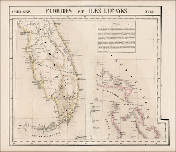 44-Florida, Southeast and Caribbean Map By Philippe Marie Vandermaelen