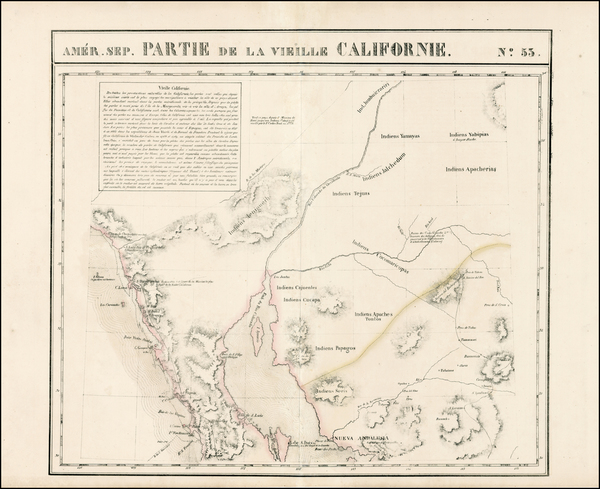 34-Southwest and California Map By Philippe Marie Vandermaelen