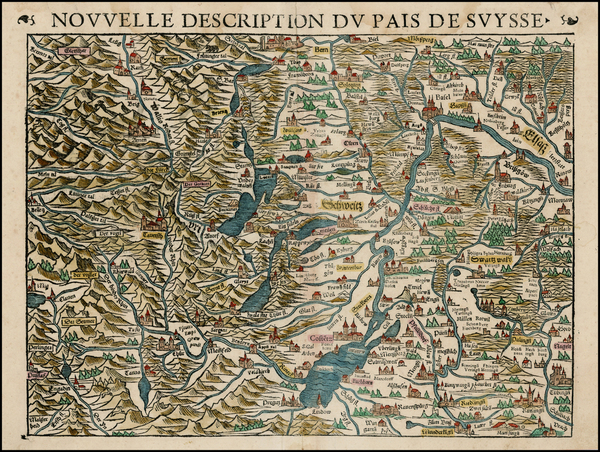 63-Switzerland and Germany Map By Sebastian Munster